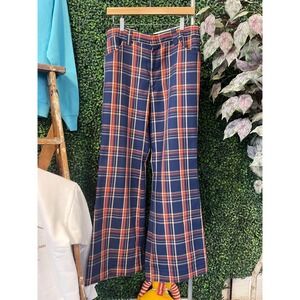 vtg PLAID COURDROY PANTS size 32 nardwuar funky disco flare dress bell bottom